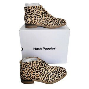 NWT Haircalf Leather Chukkas Leopard Print Ankle Booties Boots Women Size 6.5